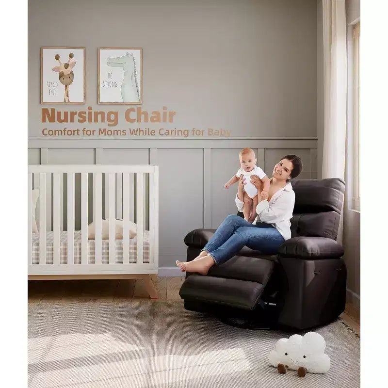 Fauteuil inclinable manuel surdimensionné Acekool, fauteuil en similicuir avec coussin épais pour salon et chambre à coucher, confort spacieux et décontracté