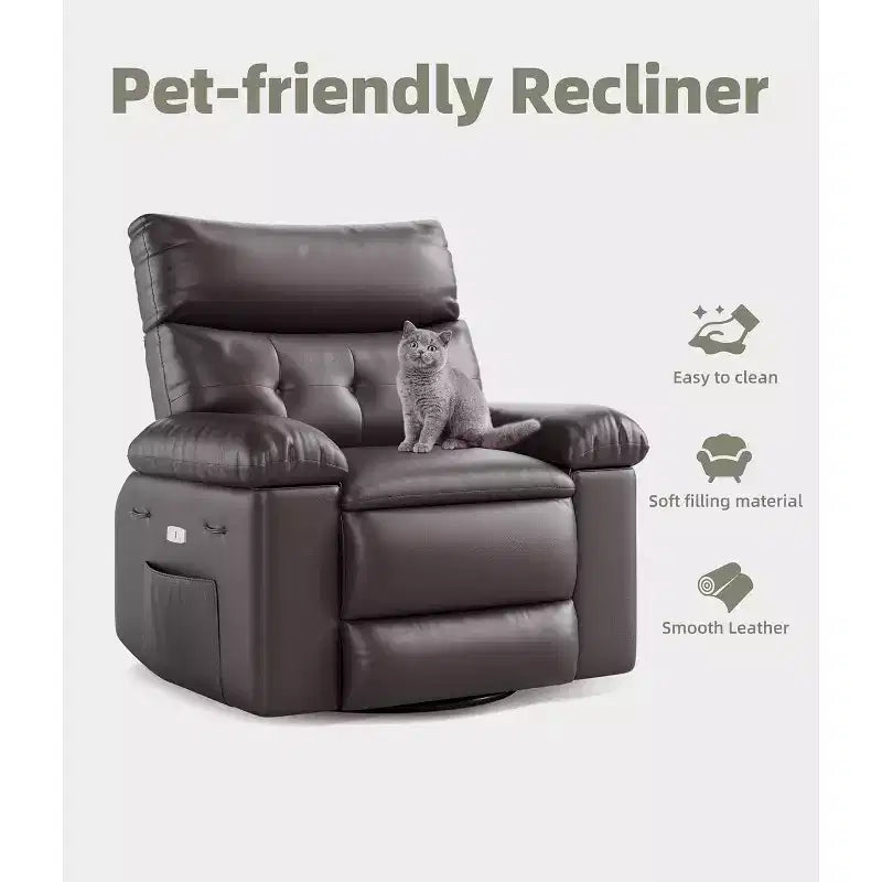 Fauteuil inclinable manuel surdimensionné Acekool, fauteuil en similicuir avec coussin épais pour salon et chambre à coucher, confort spacieux et décontracté