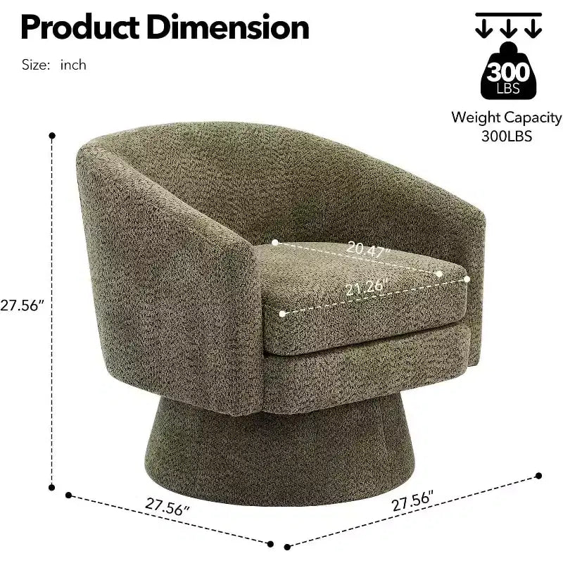 Fauteuil pivotant, fauteuil de lecture pivotant en chenille à 360°, fauteuil de salon moderne avec espace de rangement pour salon et chambre à coucher