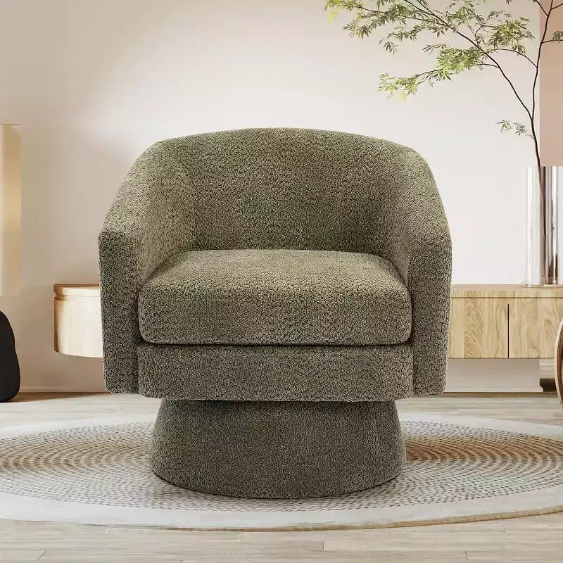 Fauteuil pivotant, fauteuil de lecture pivotant en chenille à 360°, fauteuil de salon moderne avec espace de rangement pour salon et chambre à coucher