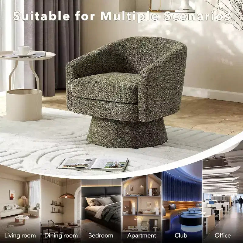 Fauteuil pivotant, fauteuil de lecture pivotant en chenille à 360°, fauteuil de salon moderne avec espace de rangement pour salon et chambre à coucher