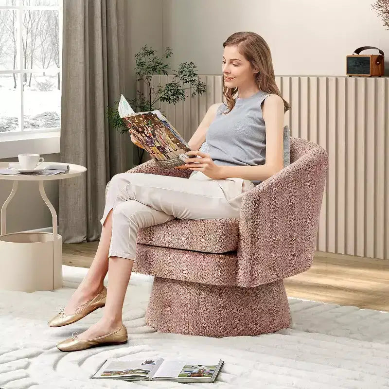 Fauteuil pivotant, fauteuil de lecture pivotant en chenille à 360°, fauteuil de salon moderne avec espace de rangement pour salon et chambre à coucher