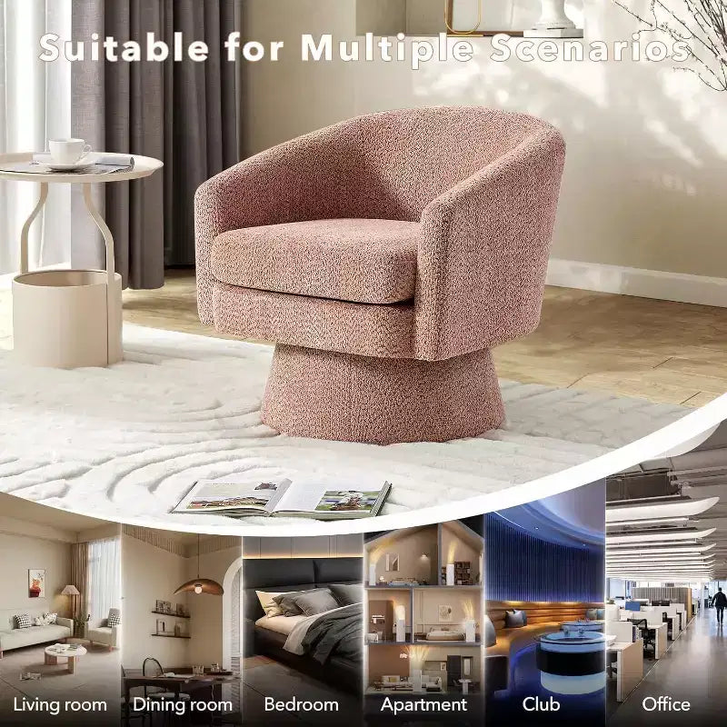 Fauteuil pivotant, fauteuil de lecture pivotant en chenille à 360°, fauteuil de salon moderne avec espace de rangement pour salon et chambre à coucher
