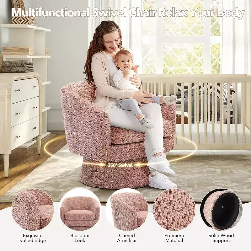 Fauteuil pivotant, fauteuil de lecture pivotant en chenille à 360°, fauteuil de salon moderne avec espace de rangement pour salon et chambre à coucher