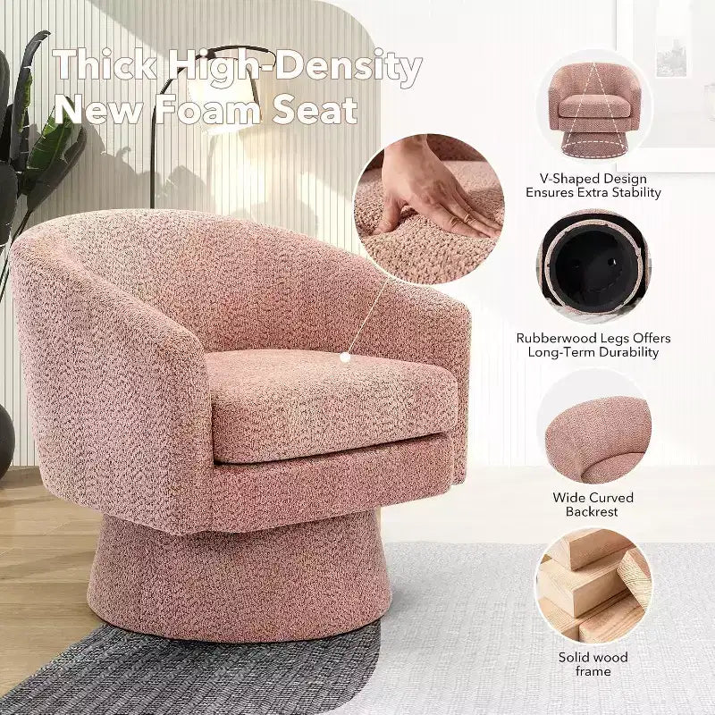 Fauteuil pivotant, fauteuil de lecture pivotant en chenille à 360°, fauteuil de salon moderne avec espace de rangement pour salon et chambre à coucher