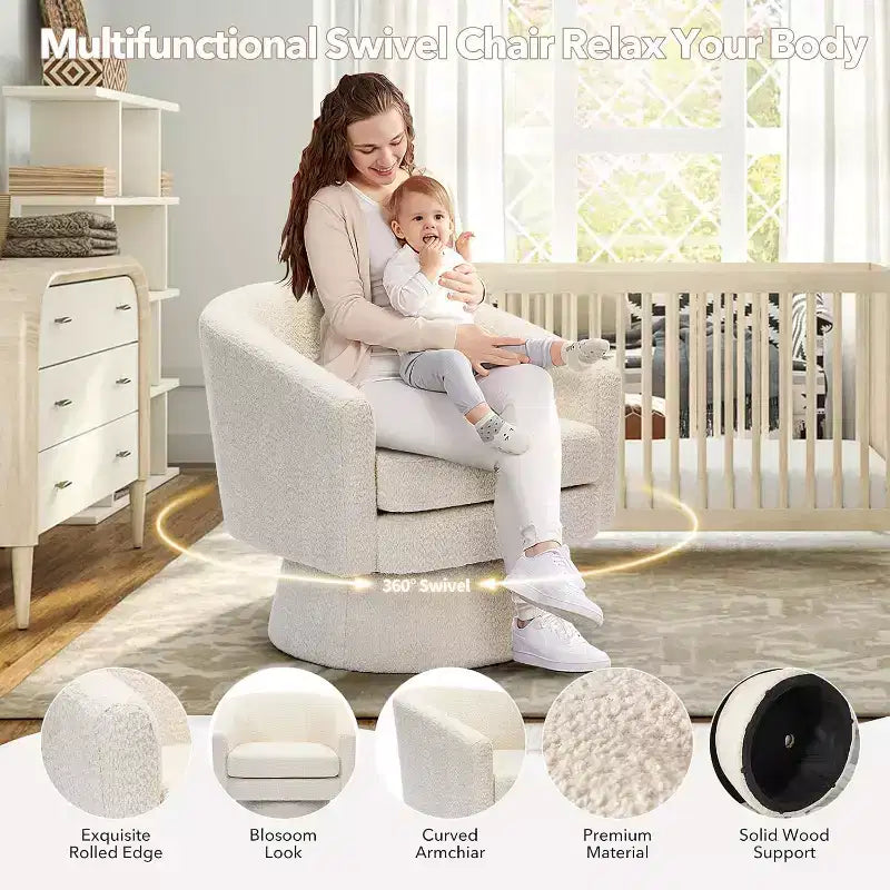 Fauteuil pivotant, fauteuil de lecture pivotant en chenille à 360°, fauteuil de salon moderne avec espace de rangement pour salon et chambre à coucher