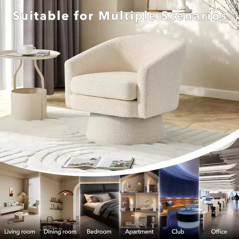 Fauteuil pivotant, fauteuil de lecture pivotant en chenille à 360°, fauteuil de salon moderne avec espace de rangement pour salon et chambre à coucher