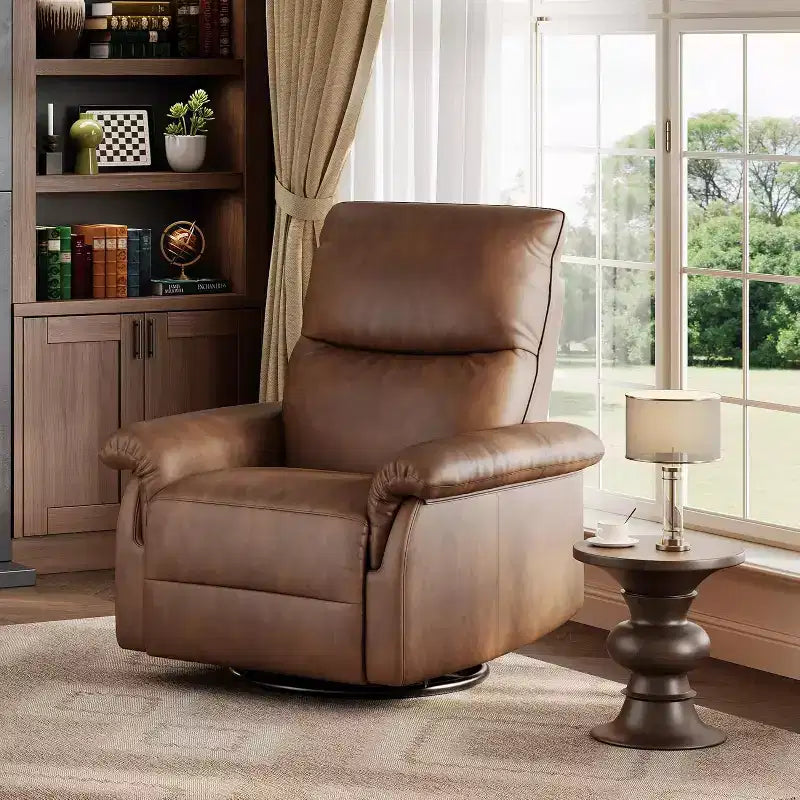Fauteuil inclinable pivotant à 360°, planeur à bascule en cuir PU avec dossier réglable, pour salon et chambre d'enfant
