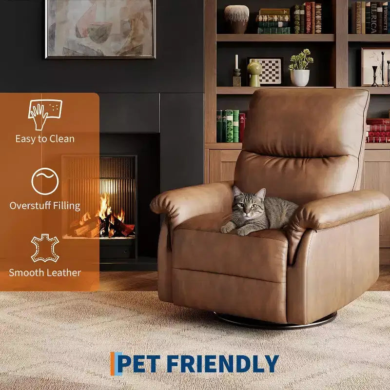 Fauteuil inclinable pivotant à 360°, planeur à bascule en cuir PU avec dossier réglable, pour salon et chambre d'enfant