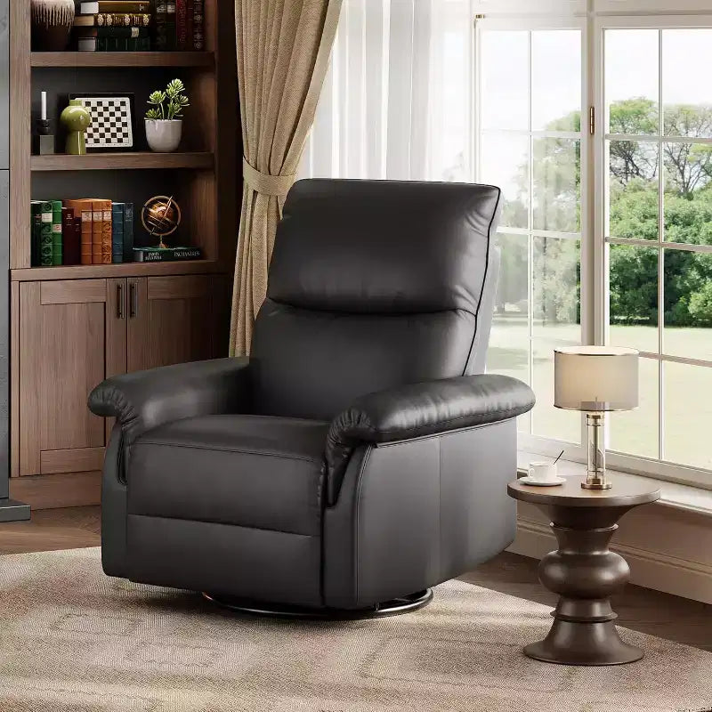 Fauteuil inclinable pivotant à 360°, planeur à bascule en cuir PU avec dossier réglable, pour salon et chambre d'enfant