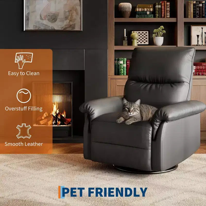 Fauteuil inclinable pivotant à 360°, planeur à bascule en cuir PU avec dossier réglable, pour salon et chambre d'enfant