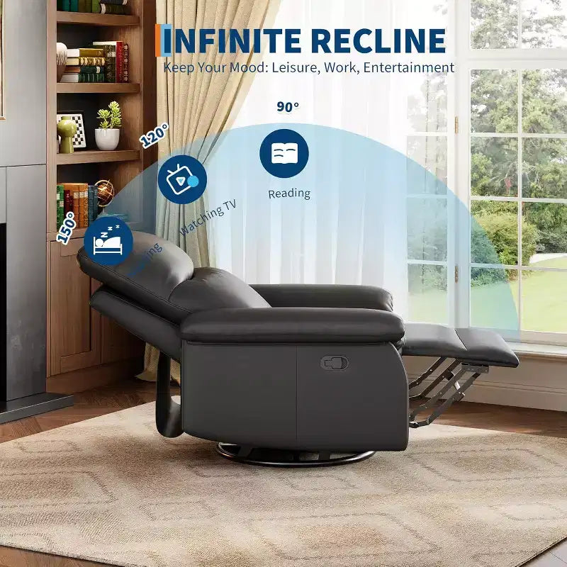 Fauteuil inclinable pivotant à 360°, planeur à bascule en cuir PU avec dossier réglable, pour salon et chambre d'enfant