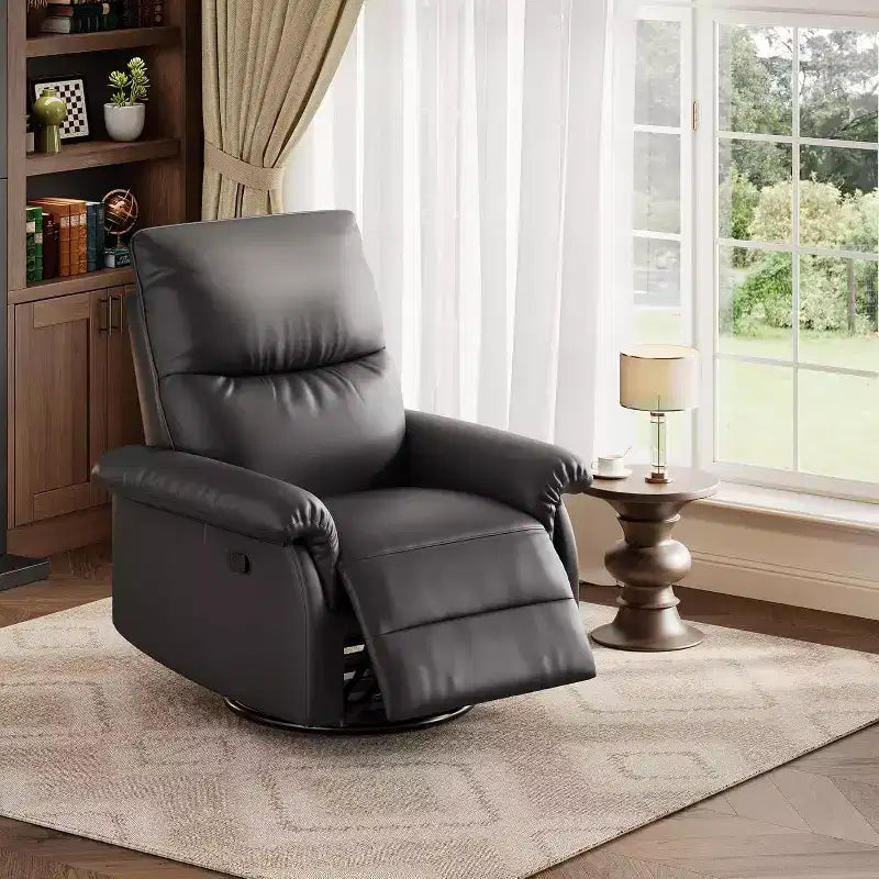 Fauteuil inclinable pivotant à 360°, planeur à bascule en cuir PU avec dossier réglable, pour salon et chambre d'enfant