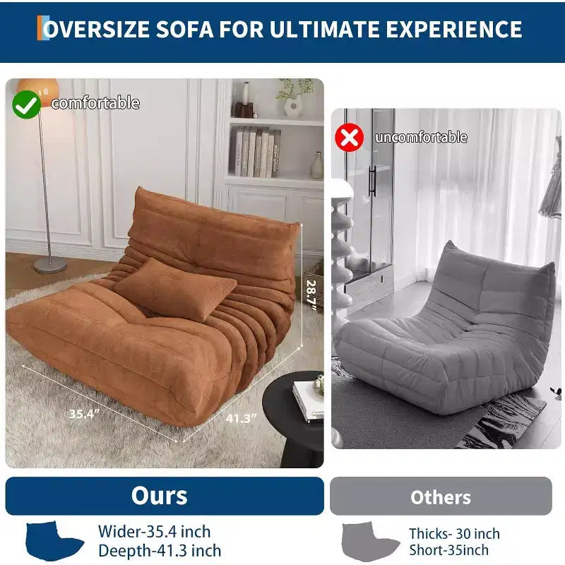 Canapé modulable, Pouf géant avec assise profonde, Canapés rembourrés pour Salon Chambre, Chambre, Appartement