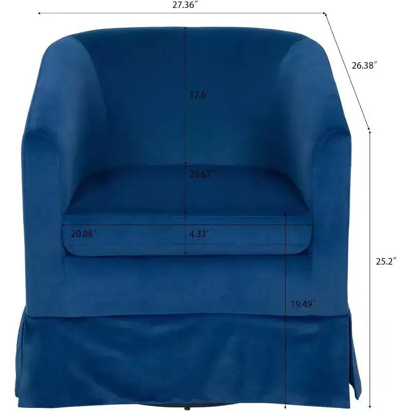 Fauteuil pivotant moderne Acekool 27, canapé rembourré à 360° avec dossier en éponge moelleuse et cadre en bois pour chambre ou salon, bleu