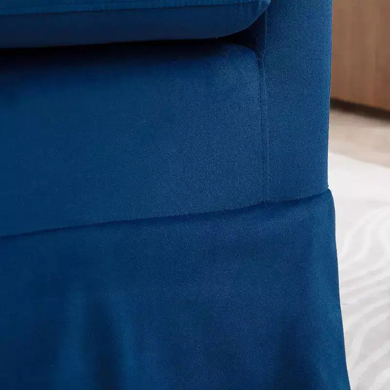Fauteuil pivotant moderne Acekool 27, canapé rembourré à 360° avec dossier en éponge moelleuse et cadre en bois pour chambre ou salon, bleu