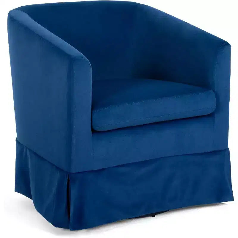 Fauteuil pivotant moderne Acekool 27, canapé rembourré à 360° avec dossier en éponge moelleuse et cadre en bois pour chambre ou salon, bleu