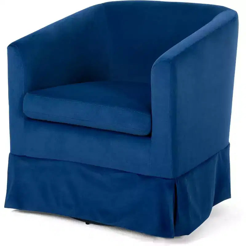 Fauteuil pivotant moderne Acekool 27, canapé rembourré à 360° avec dossier en éponge moelleuse et cadre en bois pour chambre ou salon, bleu