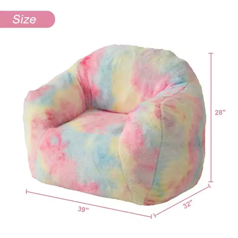 Fauteuil poire, 32x39x28 en fausse fourrure rembourré de mousse - Canapé paresseux pour adulte pour salon, dortoir, lecture, jeux, rose