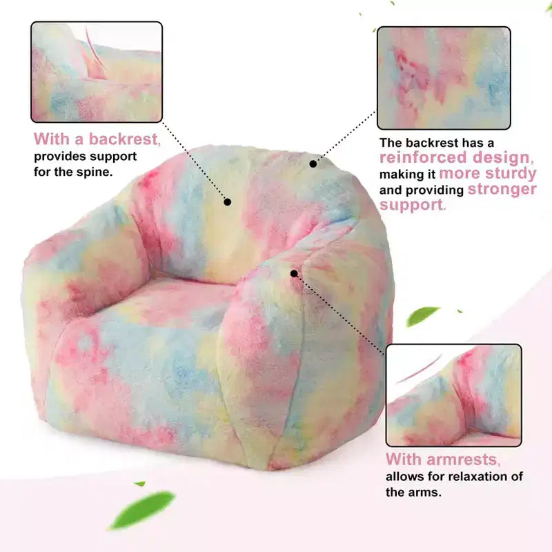 Fauteuil poire, 32x39x28 en fausse fourrure rembourré de mousse - Canapé paresseux pour adulte pour salon, dortoir, lecture, jeux, rose