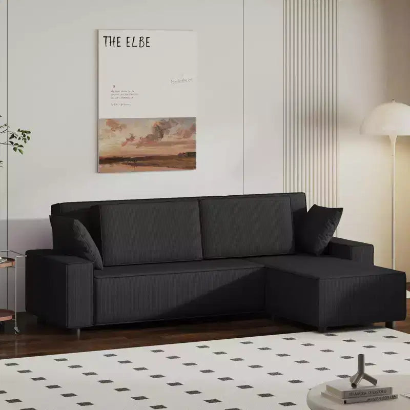 Canapé d'angle surdimensionné de 96 po avec méridienne, canapé modulable minimaliste et moderne à assise profonde pour salon