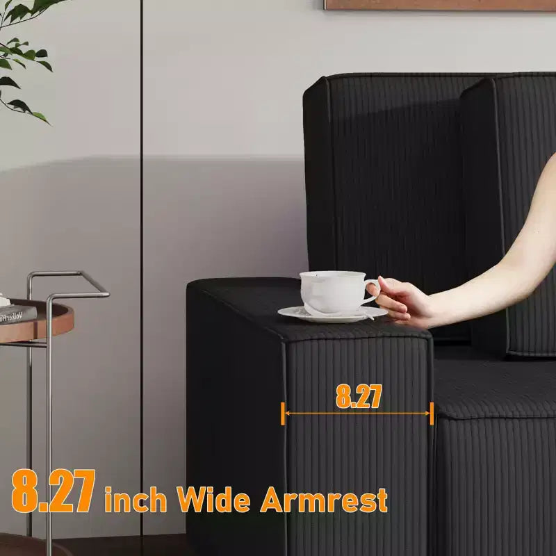Canapé d'angle surdimensionné de 96 po avec méridienne, canapé modulable minimaliste et moderne à assise profonde pour salon