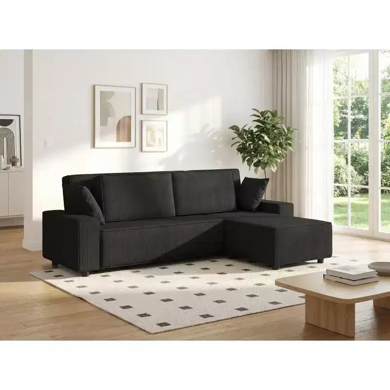 Canapé d'angle surdimensionné de 96 po avec méridienne, canapé modulable minimaliste et moderne à assise profonde pour salon