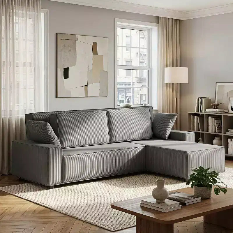 Canapé d'angle surdimensionné de 96 po avec méridienne, canapé modulable minimaliste et moderne à assise profonde pour salon