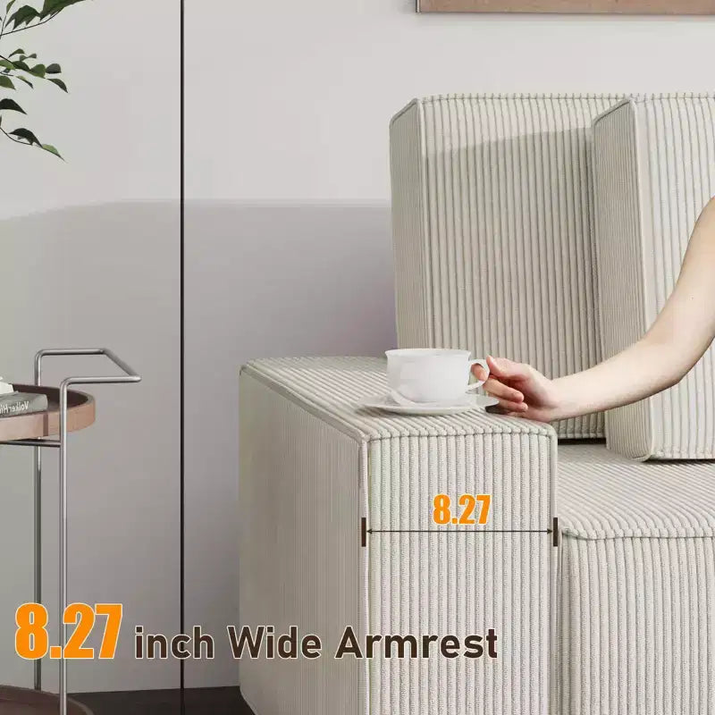 Canapé d'angle surdimensionné de 96 po avec méridienne, canapé modulable minimaliste et moderne à assise profonde pour salon