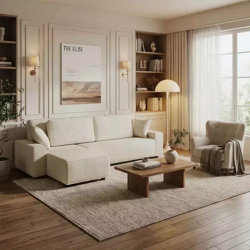 Canapé d'angle surdimensionné de 96 po avec méridienne, canapé modulable minimaliste et moderne à assise profonde pour salon