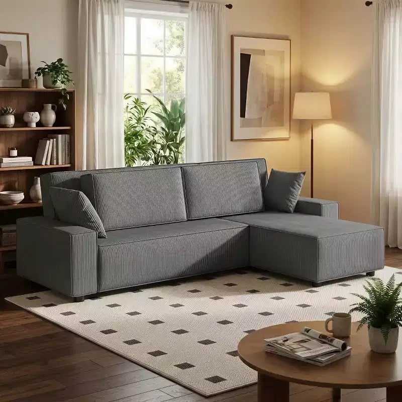 Canapé d'angle surdimensionné de 96 po avec méridienne, canapé modulable minimaliste et moderne à assise profonde pour salon
