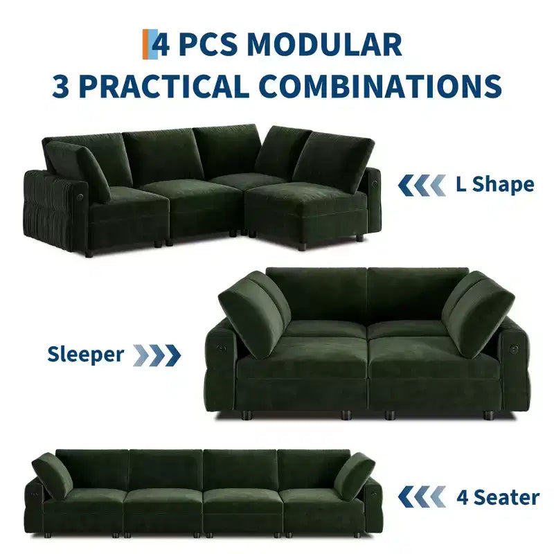 Canapé modulable surdimensionné, canapé d'angle en forme de L pour salon, largeur 264 cm, canapé modulable 4 places