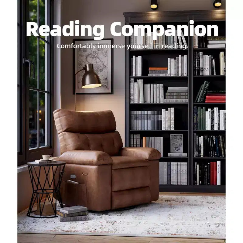 Fauteuil inclinable, pivotant et à bascule surdimensionné, en similicuir PU, manuel avec accoudoirs et dossier confortables, canapé simple pour salon, chambre à coucher