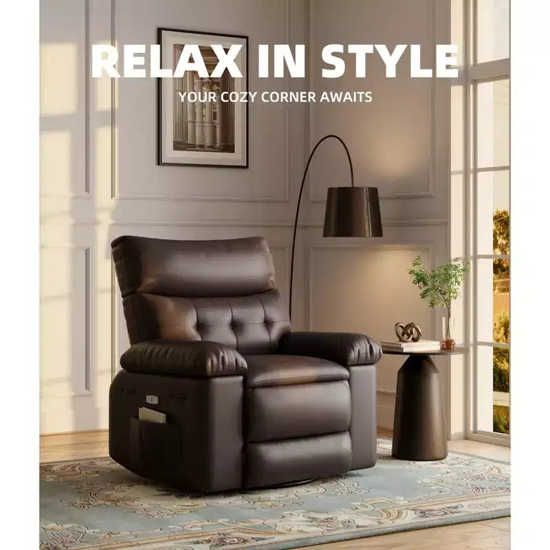 Fauteuil inclinable, pivotant et à bascule surdimensionné, en similicuir PU, manuel avec accoudoirs et dossier confortables, canapé simple pour salon, chambre à coucher