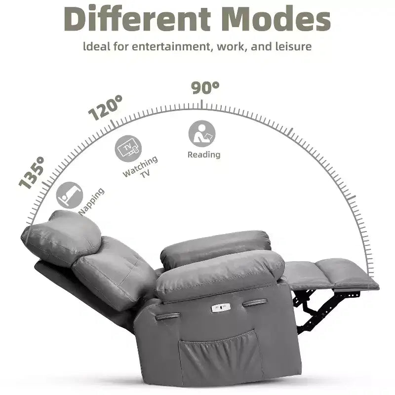 Fauteuil inclinable, pivotant et à bascule surdimensionné, en similicuir PU, manuel avec accoudoirs et dossier confortables, canapé simple pour salon, chambre à coucher
