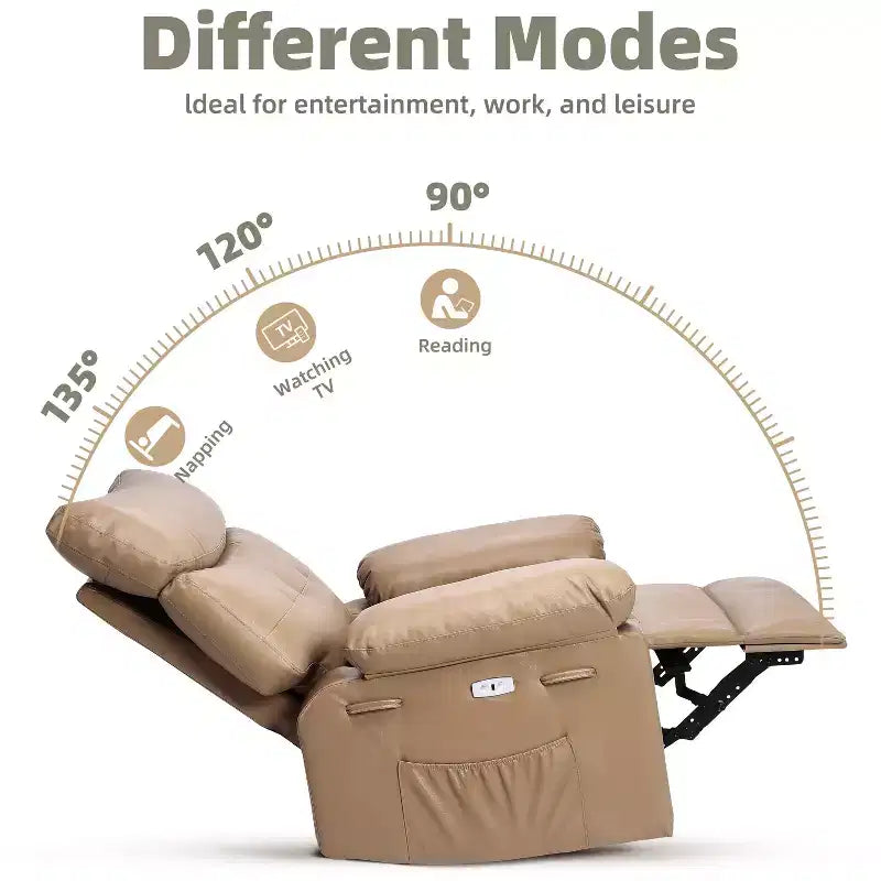 Fauteuil inclinable, pivotant et à bascule surdimensionné, en similicuir PU, manuel avec accoudoirs et dossier confortables, canapé simple pour salon, chambre à coucher
