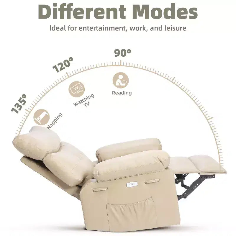 Fauteuil inclinable, pivotant et à bascule surdimensionné, en similicuir PU, manuel avec accoudoirs et dossier confortables, canapé simple pour salon, chambre à coucher
