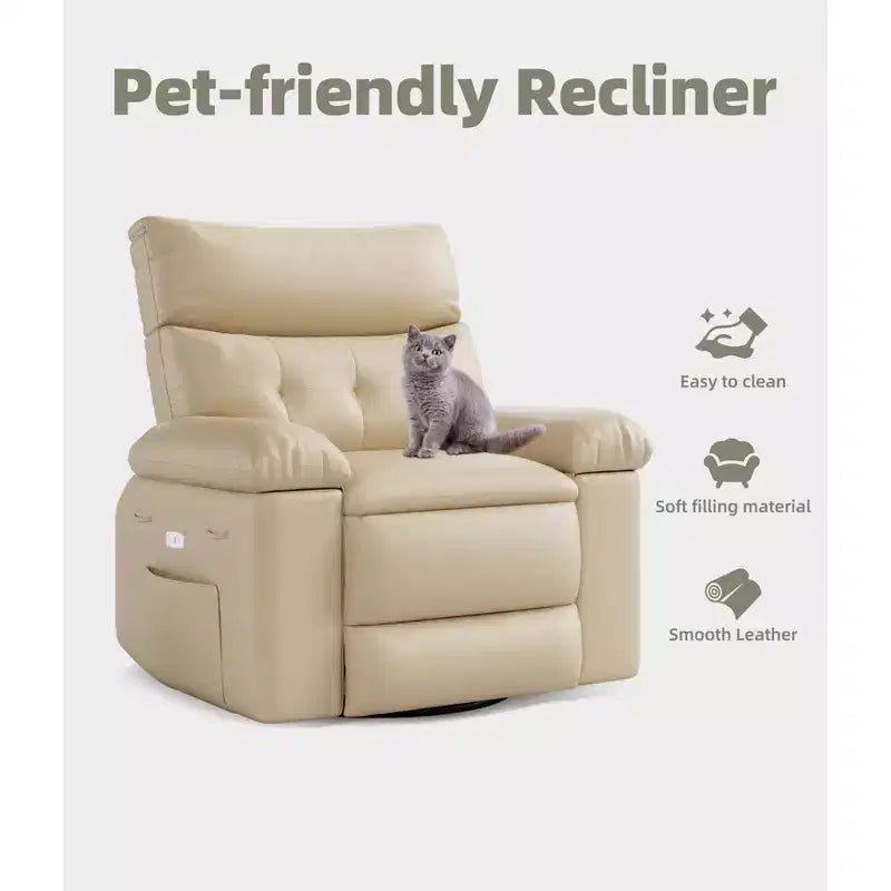 Fauteuil inclinable, pivotant et à bascule surdimensionné, en similicuir PU, manuel avec accoudoirs et dossier confortables, canapé simple pour salon, chambre à coucher