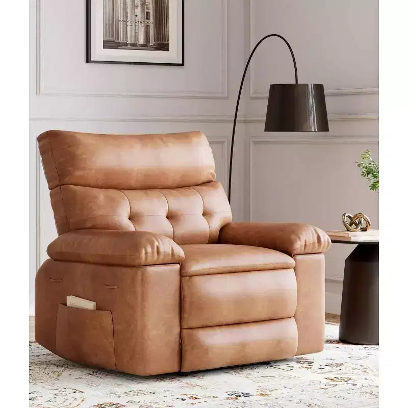 Fauteuil inclinable, pivotant et à bascule surdimensionné, en similicuir PU, manuel avec accoudoirs et dossier confortables, canapé simple pour salon, chambre à coucher
