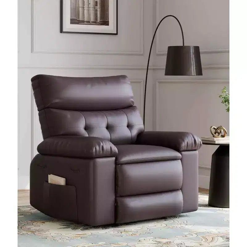 Fauteuil inclinable, pivotant et à bascule surdimensionné, en similicuir PU, manuel avec accoudoirs et dossier confortables, canapé simple pour salon, chambre à coucher