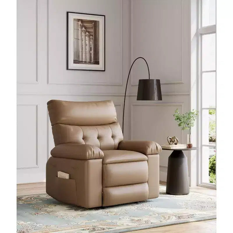 Fauteuil inclinable, pivotant et à bascule surdimensionné, en similicuir PU, manuel avec accoudoirs et dossier confortables, canapé simple pour salon, chambre à coucher