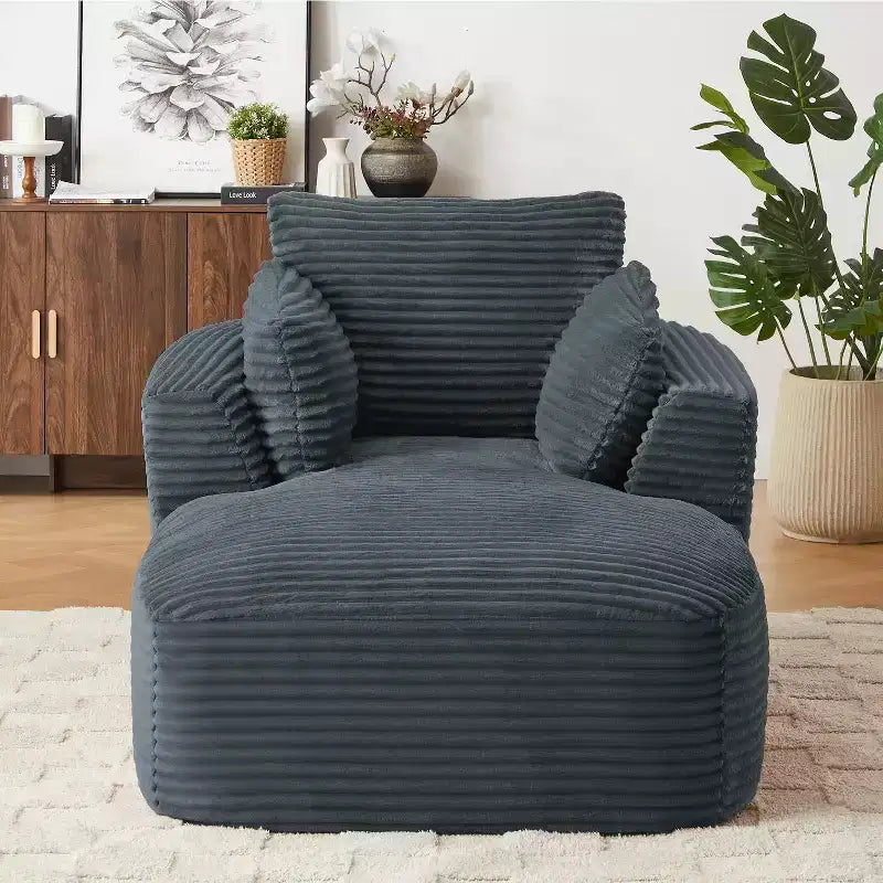 Canapé simple entièrement compressé, fauteuil inclinable en velours côtelé à gros grain ultra doux, canapé-lit avec coussin d'assise à ressorts, aucun assemblage requis