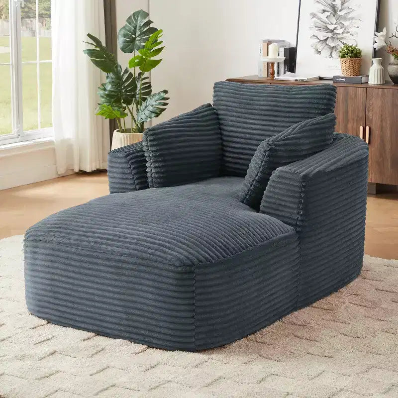 Canapé simple entièrement compressé, fauteuil inclinable en velours côtelé à gros grain ultra doux, canapé-lit avec coussin d'assise à ressorts, aucun assemblage requis