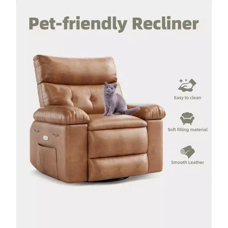 Fauteuil Inclinable Large Surdimensionné - Chauffant et Massant, Grand Fauteuil Inclinable Manuel en Cuir PU pour Adultes, avec Rembourrage en Éponge 1,5 Fois Plus Épais et Mécanisme d'Inclinaison Facile