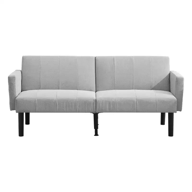 Canapé futon moderne convertible de 75 pouces, canapé futon en bois massif rembourré, causeuse réglable en tissu pour salon