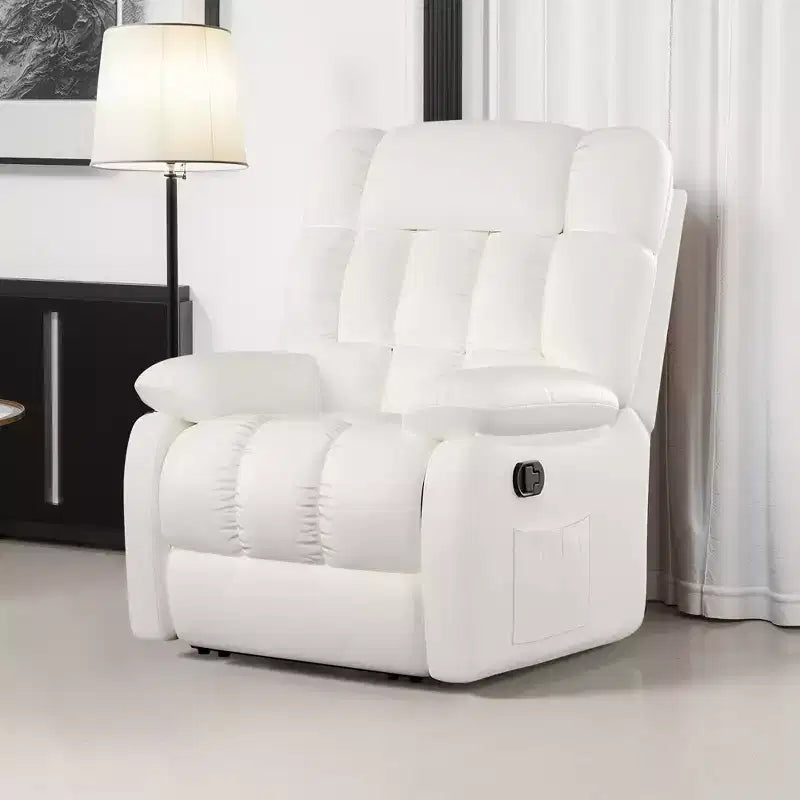MAYEERTY Fauteuil inclinable ergonomique 110-160x, repose-pieds réglable, pochette latérale pour salon, beige