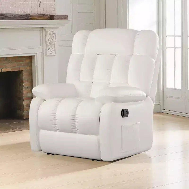 MAYEERTY Fauteuil inclinable ergonomique 110-160x, repose-pieds réglable, pochette latérale pour salon, beige