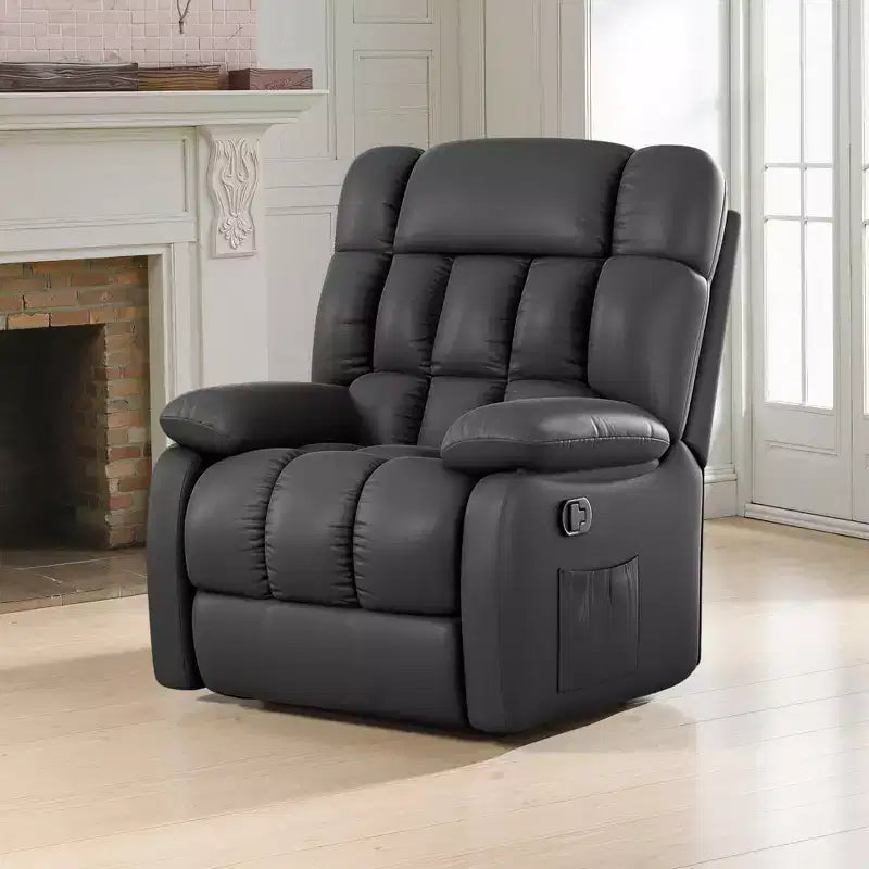 Fauteuil inclinable ergonomique MAYEERTY 110-160x, dossier réglable, repose-pieds, poche latérale, pour salon, noir