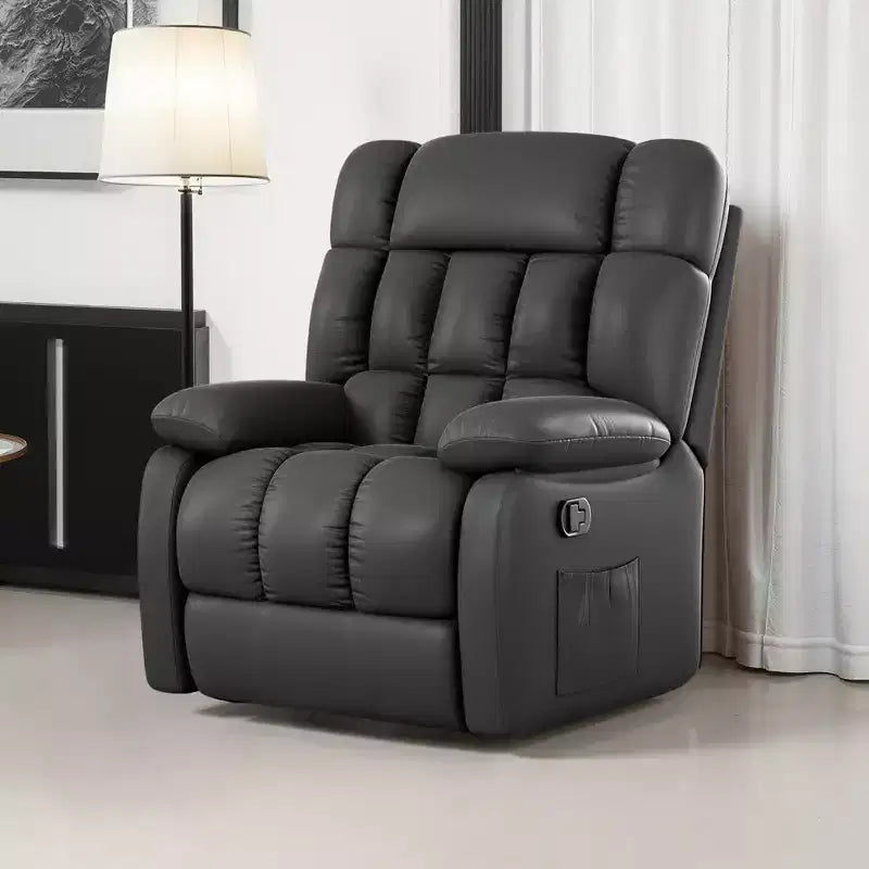 Fauteuil inclinable ergonomique MAYEERTY 110-160x, dossier réglable, repose-pieds, poche latérale, pour salon, noir