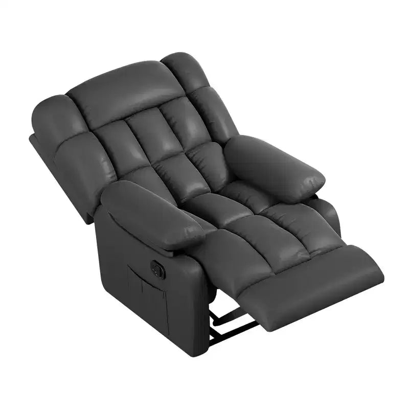 Fauteuil inclinable ergonomique MAYEERTY 110-160x, dossier réglable, repose-pieds, poche latérale, pour salon, noir